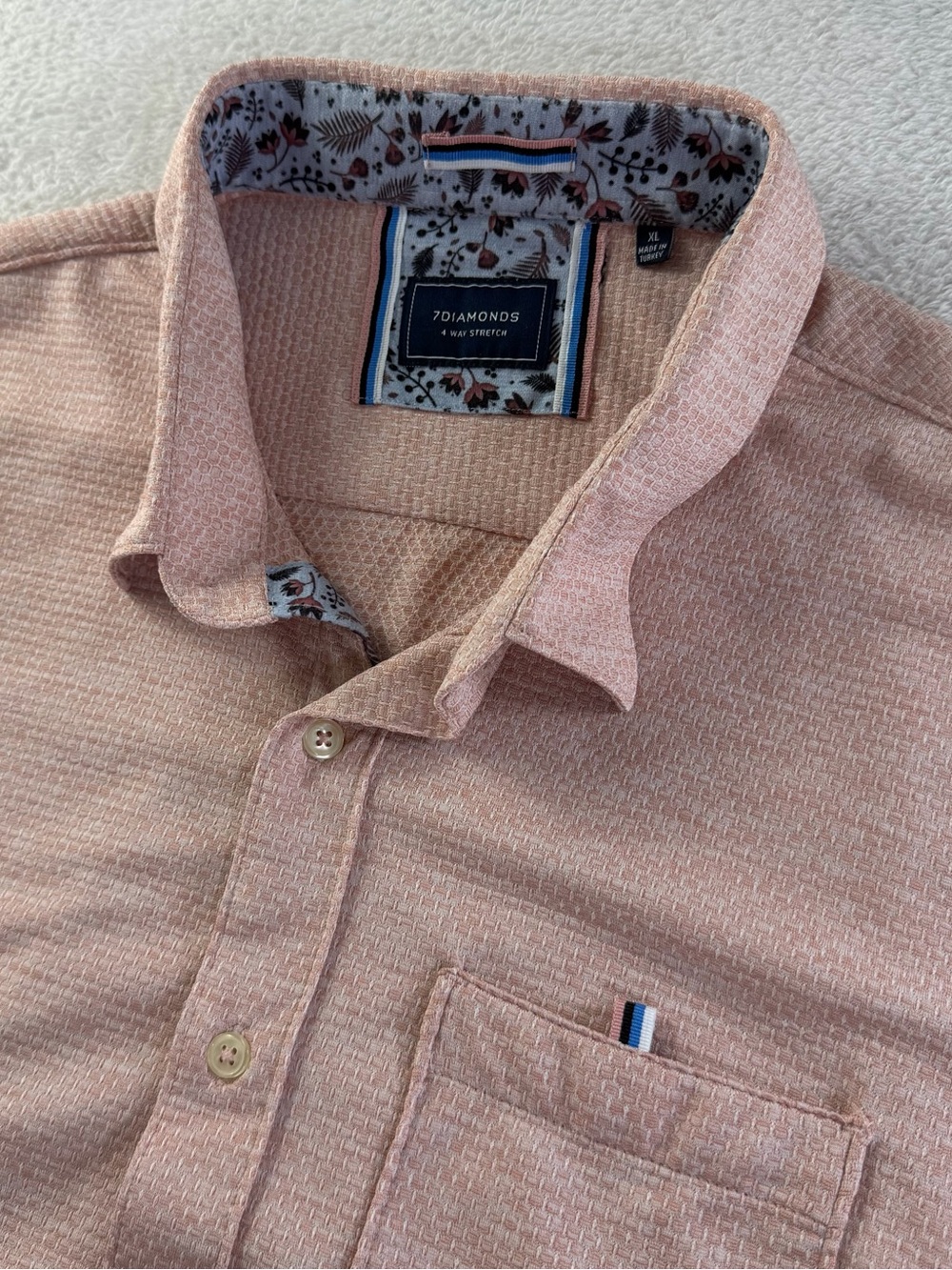7Diamonds Vision of Love Men’s XL Dusty Rose Jacquard 4-Way Stretch Shirt